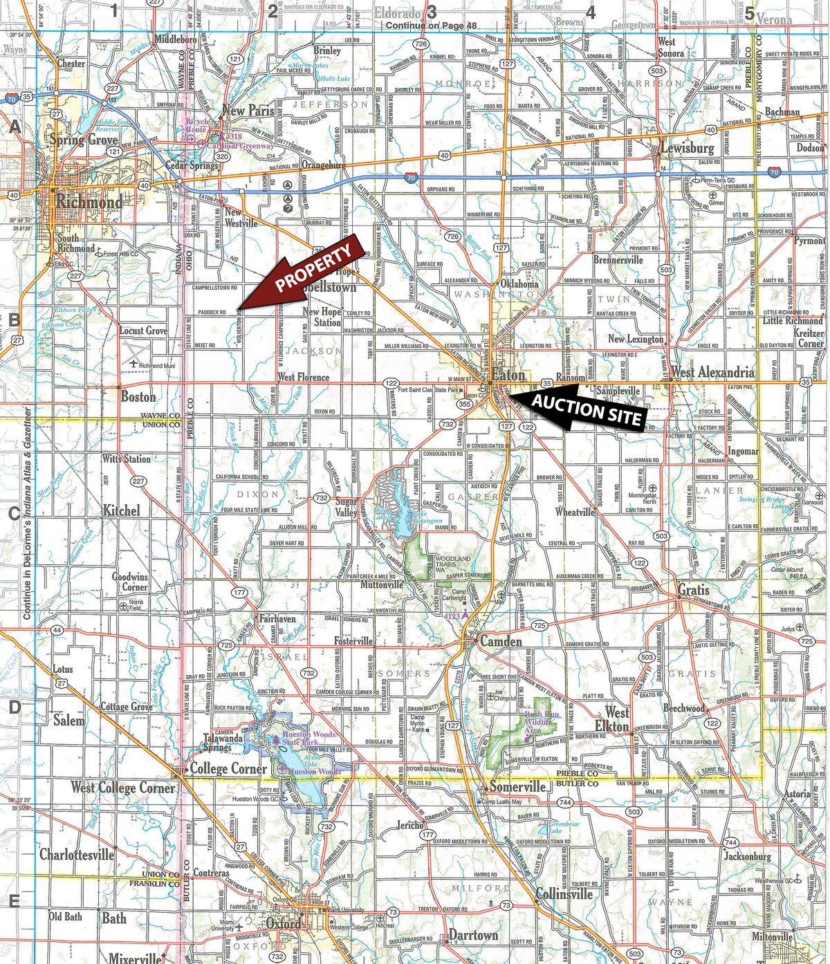 Area map - PRIME OHIO FARM AUCTION - 198+/- ACRES IN 4 TRACTS IN PREBLE COUNTY, OHIO